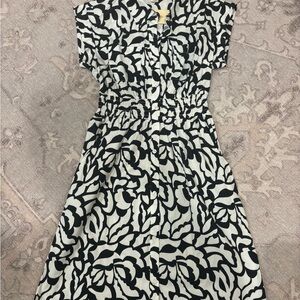 Monteau Black and White Patterned Midi Dress